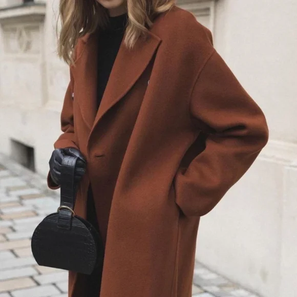 Riley Wool Overcoat in Rust - Picture 2 of 9